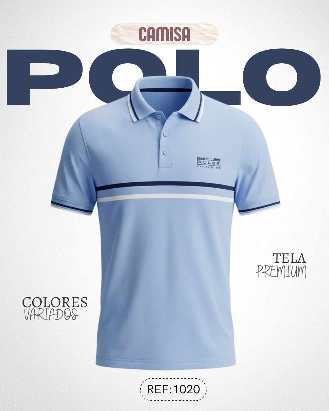 Camiseta slim Polo para hombre Ref: 1020AZ