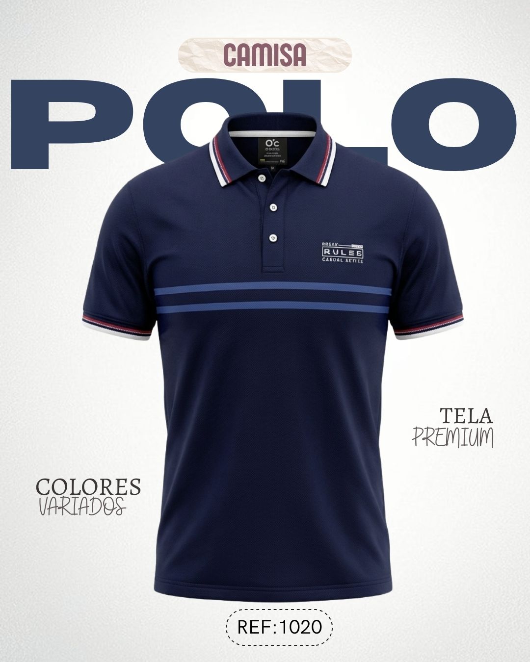 Camiseta slim Polo para hombre Ref: 1020AZO